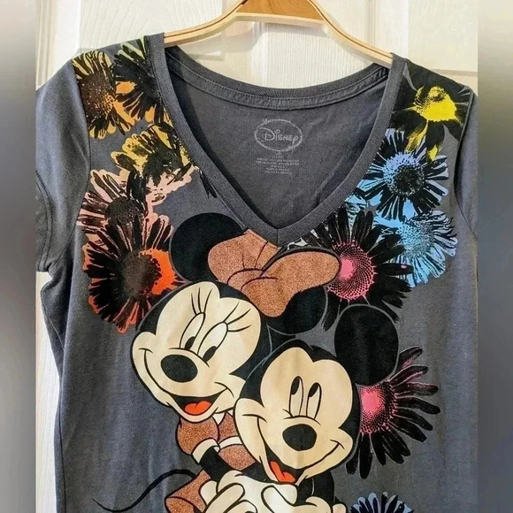 WOMEN'S TEEN Walt Disney MINNIE MOUSE MICKEY MOUSE T-shirt Large Colorful Cute - Picture 4 of 7